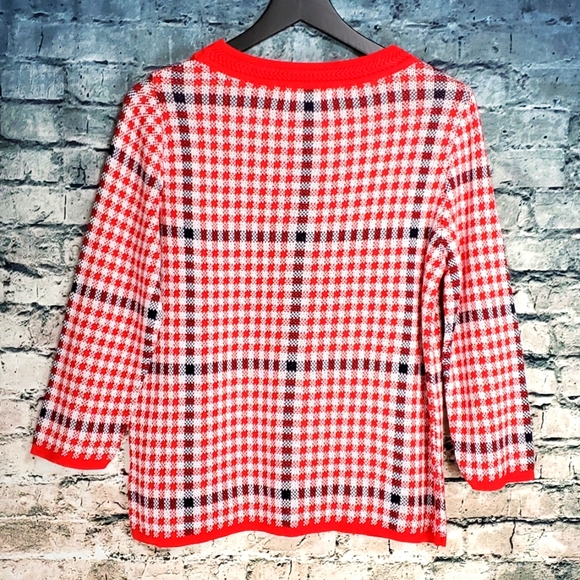Skovhuus | Retro Cottagecore Modern Style Red Plaid Check Pullover Sweater - Picture 7 of 9